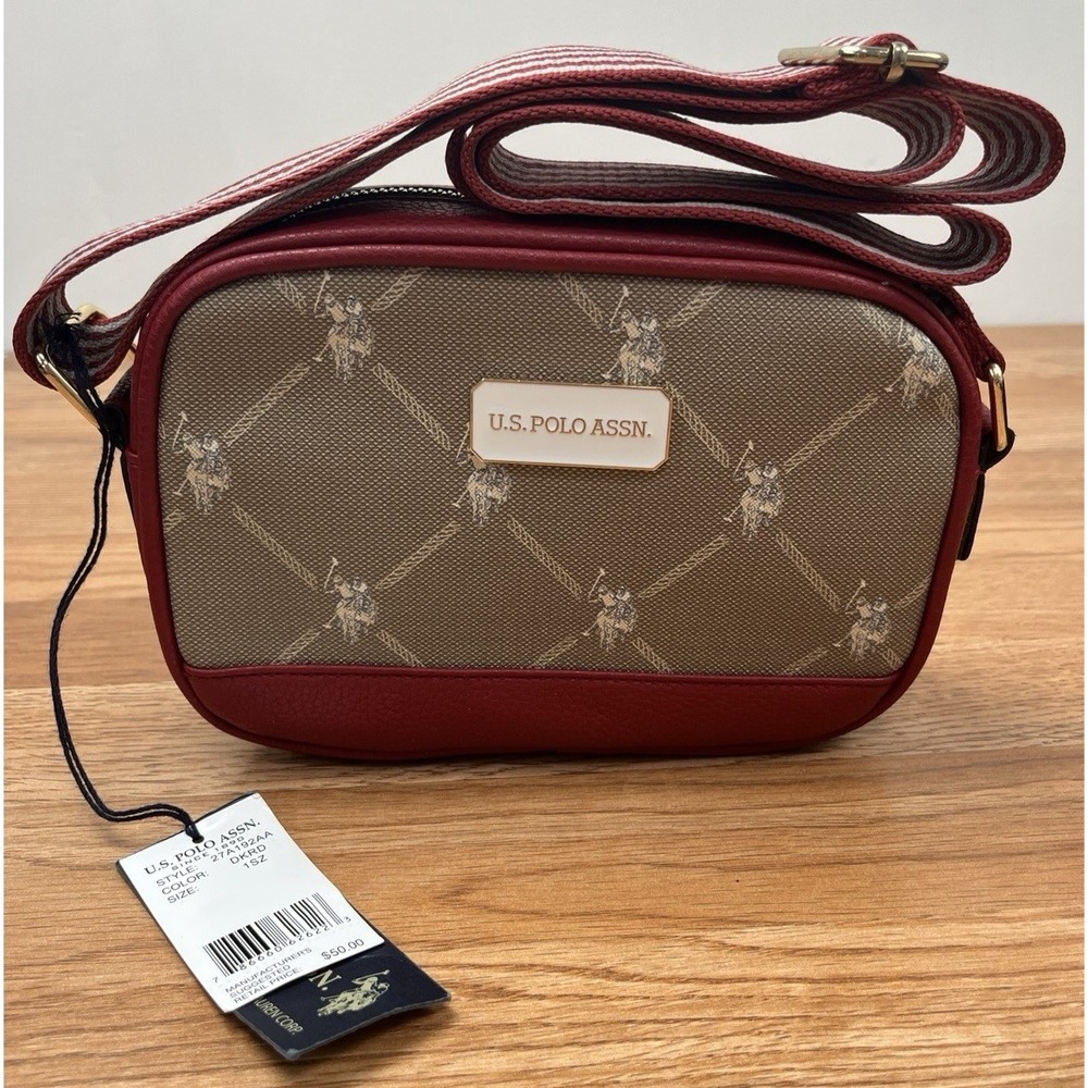 US Polo‎ Assn. Crossbody Purse Bag Dark Red, Thick Adjustable Strap NEW